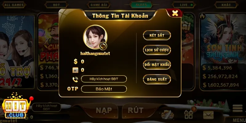 Sở hữu tài khoản thành viên giúp bạn thoải mái chơi Game Slot Hitclub